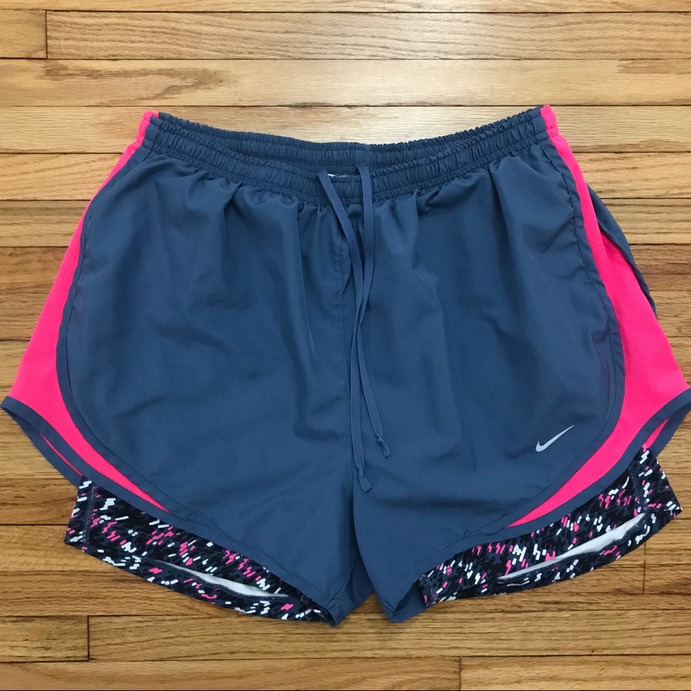 NIKE Drifit Athletic Shorts -Gray & Hot Pink